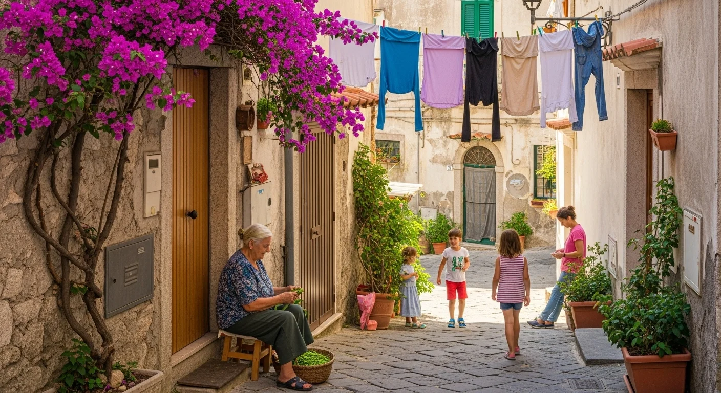 Everyday life in Praiano’s old town with local traditions and colorful details.